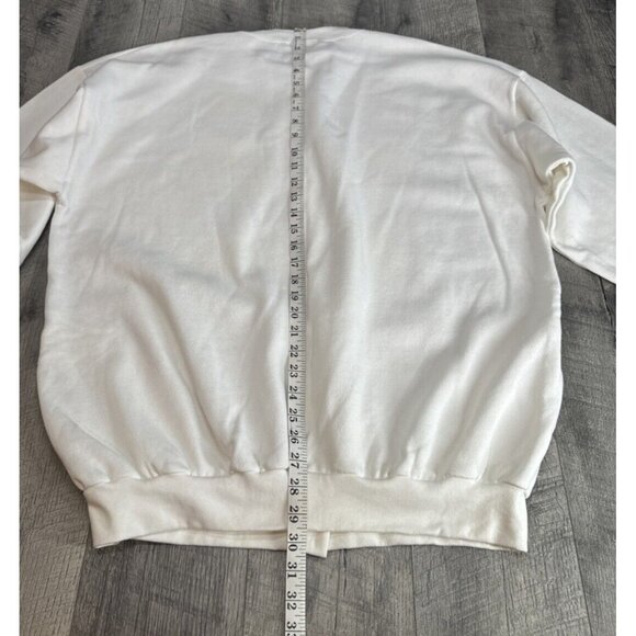 Vintage Morning Sun Sweatshirt Grandma Flower Button Up White USA Made NEW - Picture 10 of 12